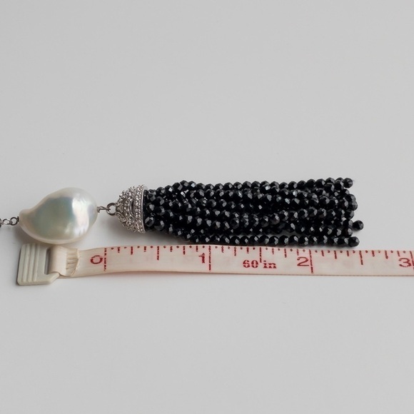Large Baroque White Pearl Necklace Black Spinel Necklace Sterling Silver 925 NWT - Picture 16 of 16